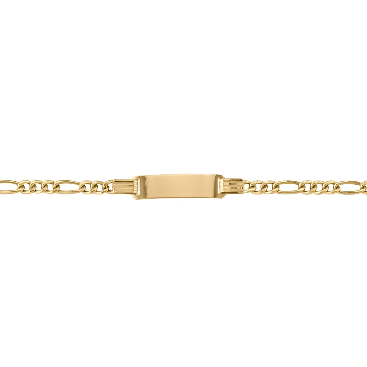 YELLOW GOLD HOLLOW FIGARO ID BRACELET