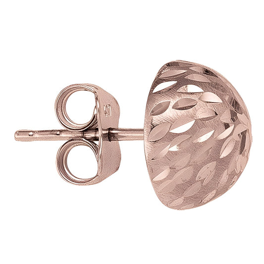 HALF BALL DIAMOND CUT STUD EARRING